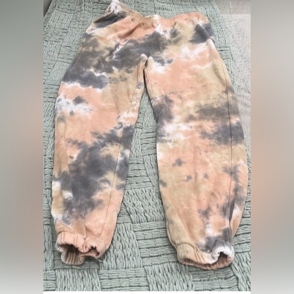 Lush Womens Coral Yell Tie Dye Smocked Waist Jogger Pull On Pants size M - Picture 2 of 6